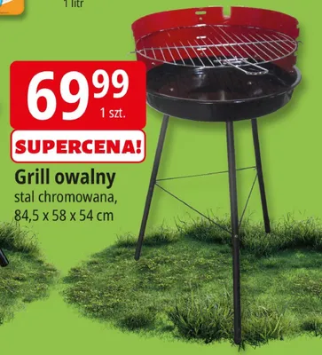 Grill owalny stal chromowana, 84,5 x 45 x 54 cm promocja w Leclerc