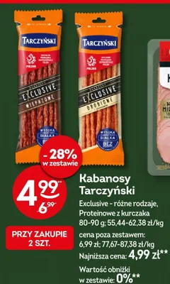 Kabanosy Tarczyński Exclusive wieprzowe promocja w Żabka