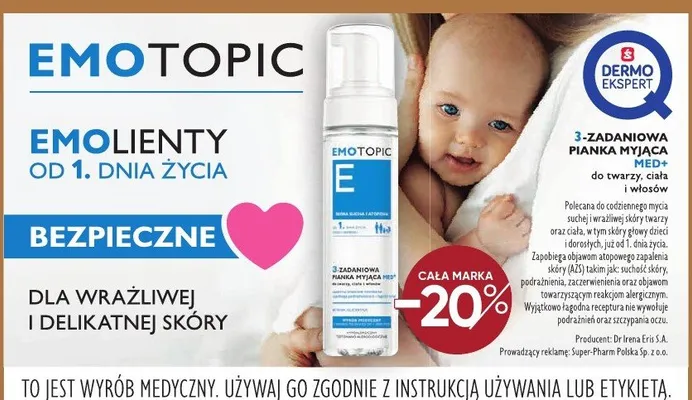 Pianka myjąca Emolienty promocja w Super-Pharm