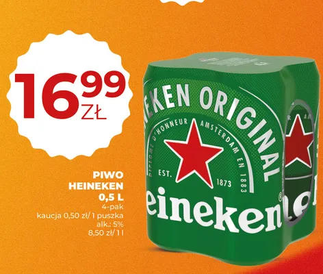 Piwo Heineken 4-pak 500 ml promocja w Duży Ben
