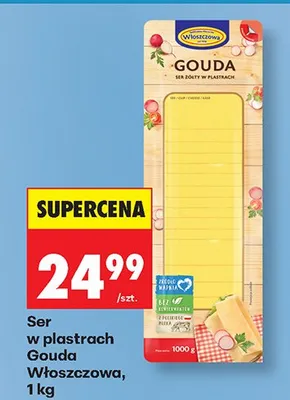 Ser Gouda w plastrach Włoszczowa 1kg promocja w Biedronka