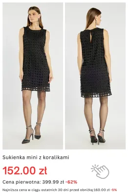 Sukienka mini z koralikami promocja w Monnari