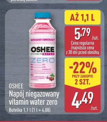 Napój niegazowany Vitamin Water Zero Oshee promocja w Aldi