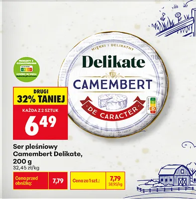 Ser pleśniowy Camembert Delikate promocja w Biedronka