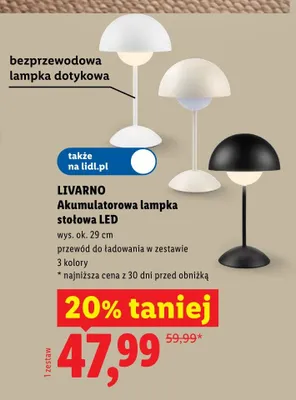 Akumulatorowa lampka stołowa LED LIVARNO wys. ok. 29cm promocja w Lidl