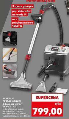 Odkurzacz piorący PARKSIDE PERFORMANCE PPWS 10 A2 system łączony z wężem natryskowym i ssącym moc zasysania 200 Airwatt wydajność spryskiwania 1l/min 3 dysze piorące moc przyłączeniowa 1250W promocja w Kaufland