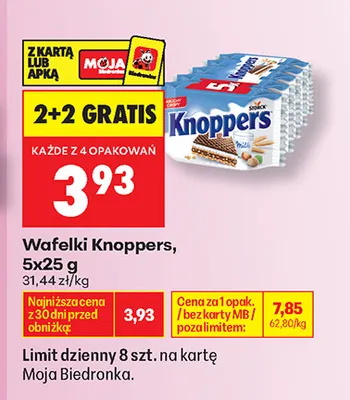 Wafelki Knoppers 5-pak 25 g promocja w Biedronka