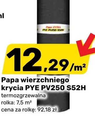 Papa wierzchniego krycia PYE PV250 S52H termozgrzewalna promocja w Bricomarche