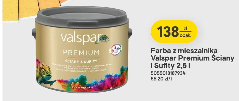 Farba z mieszalnika Valspar Premium Ściany i Sufity promocja w Castorama
