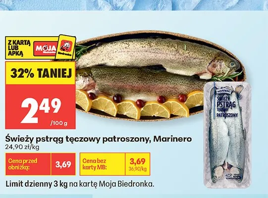 Świeży pstrąg tęczowy patroszony Marinero promocja w Biedronka