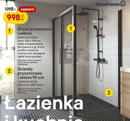 Ścianka prysznicowa GoodHome Ledava promocja w Castorama