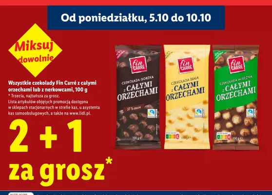 Czekolada gorzka z całymi orzechami Fin Carré promocja w Lidl