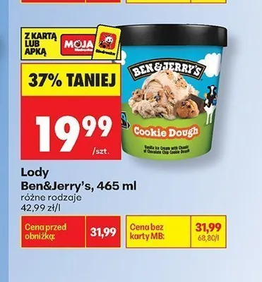 Lody Ben&Jerry's Cookie Dough promocja w Biedronka