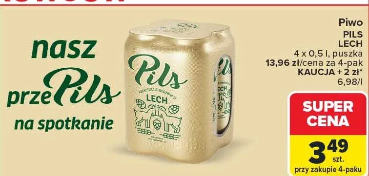 Piwo Pils Lech promocja w Carrefour Market