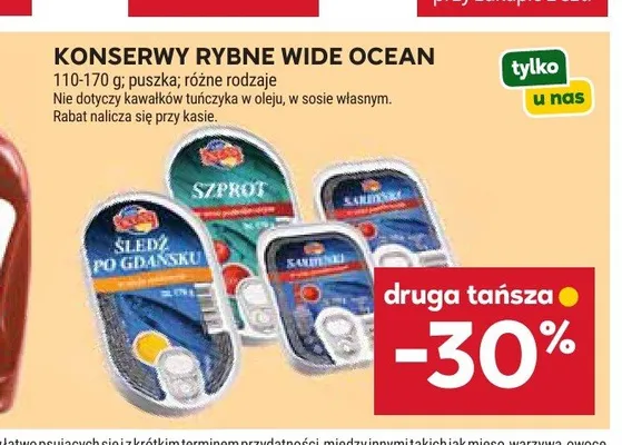 Konserwa rybna Sardynki Wide Ocean promocja w Stokrotka