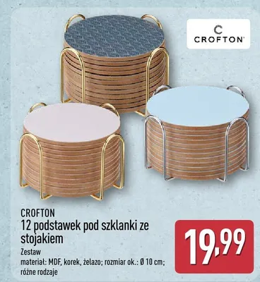 12 podstawek pod szklanki ze stojakiem promocja w Aldi