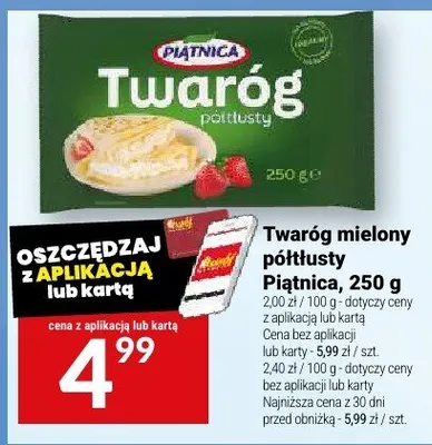 Twaróg mielony półtłusty Piątnica promocja w Twój Market