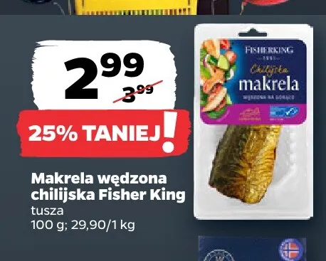 Makrela wędzona chilijska Fisher King tusza promocja w Netto