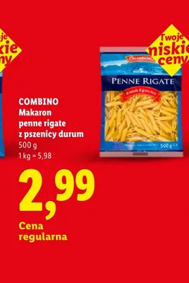 Makaron penne rigate z pszenicy durum Combino promocja w Lidl