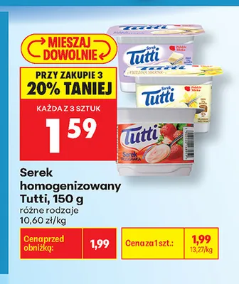 Serek homogenizowany Tutti truskawkowy promocja w Biedronka