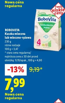 Kaszka mleczna lub mleczno-ryżowa, różne rodzaje promocja w Lidl