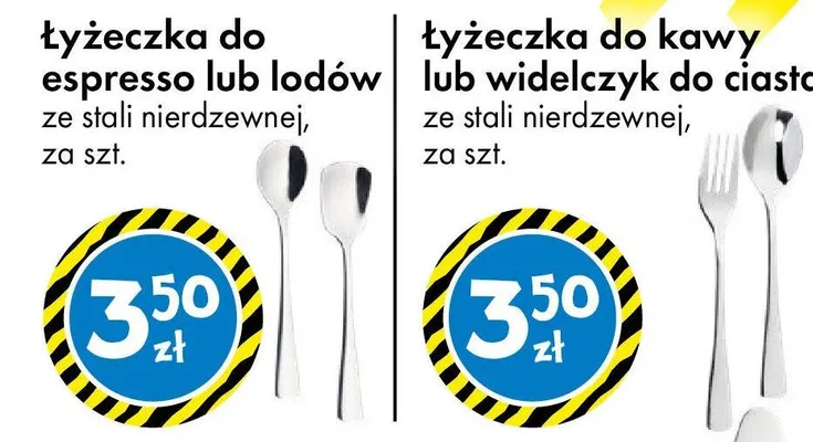 Łyżeczka do kawy lub widelczyk do ciasta ze stali nierdzewnej promocja w Tedi