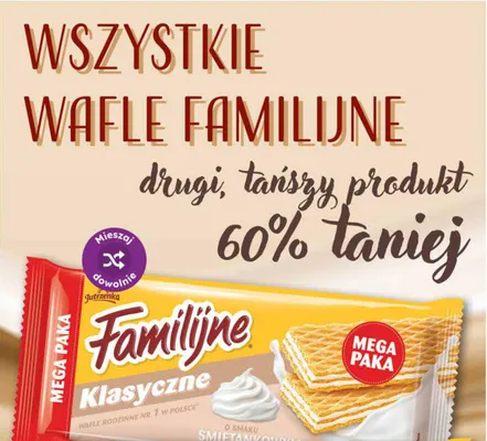 Wafle o smaku śmietankowym Jutrzenka Familijne Klasyczne Mega Paka promocja w Dino