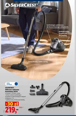 Odkurzacz cyklonowy bezworkowy Silvercrest promocja w Lidl