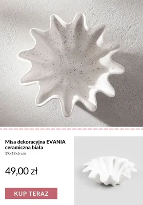 Misa dekoracyjna EVANIA ceramiczna biała 19x19x6 cm promocja w Homla