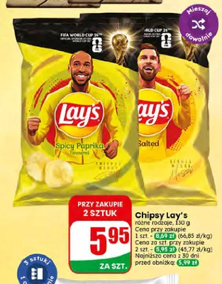 Chipsy ziemniaczane o smaku papryki Lay's Spicy Paprika promocja w Dino