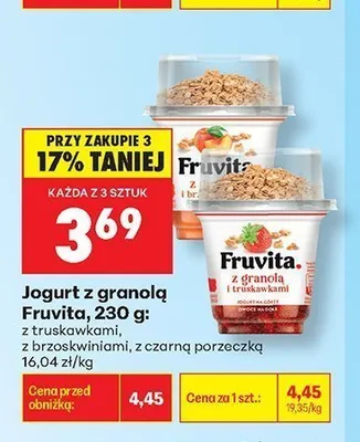 Jogurt z granolą Fruvita z brzoskwiniami promocja w Biedronka