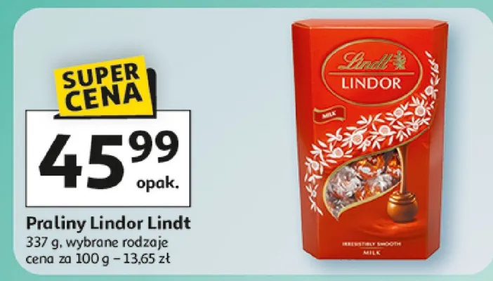Praliny Lindor Lindt, wybrane rodzaje promocja w Auchan