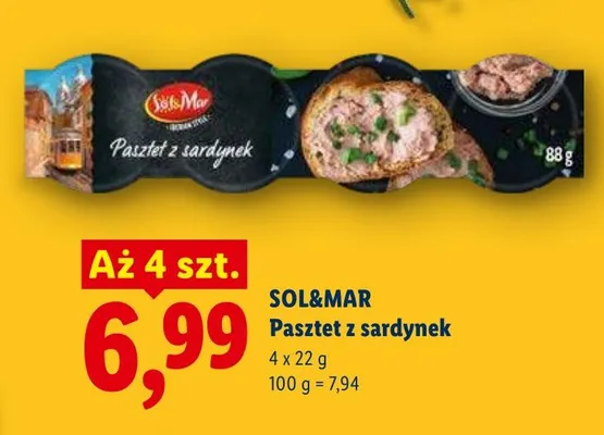 Pasztet z sardynek SOL&MAR 4-pak 22g promocja w Lidl