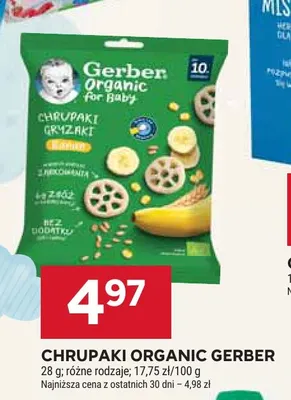 Chrupaki gryzaki Gerber Organic Banan promocja w Stokrotka