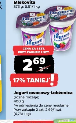 Jogurt owocowy Łobżenica jagodowy promocja w Netto