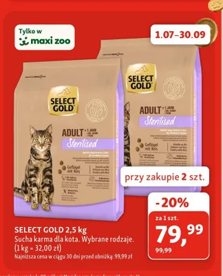 Sucha karma dla kota Select Gold 2,5 kg promocja w MAXI ZOO