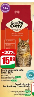 Sucha karma dla kota Sweet Catty z wołowiną i warzywami promocja w Dino