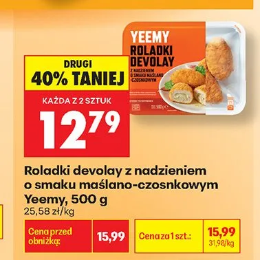 Roladki devolay z nadzieniem o smaku maślano-czosnkowym Yeemy promocja w Biedronka