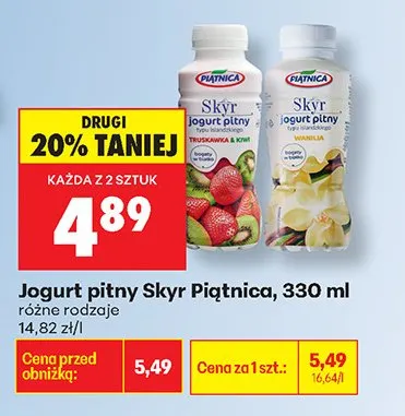 Jogurt pitny truskawka & malina promocja w Biedronka
