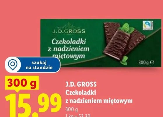 Czekoladki z nadzieniem miętowym J.D. Gross promocja w Lidl