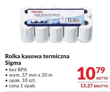 Rolka kasowa termiczną Sigma promocja w Makro