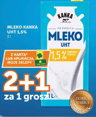 Mleko UHT Kanka 1,5% promocja w Groszek