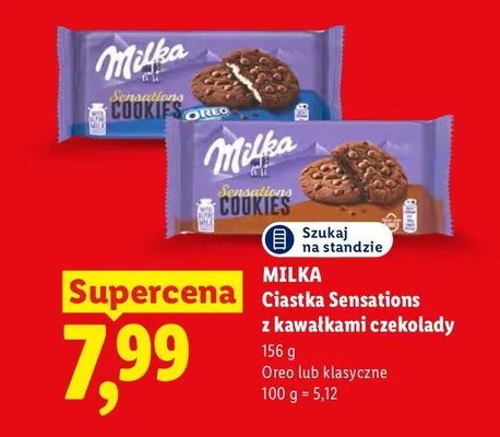 Ciastka Sensations z kawałkami czekolady Oreo Milka promocja w Lidl