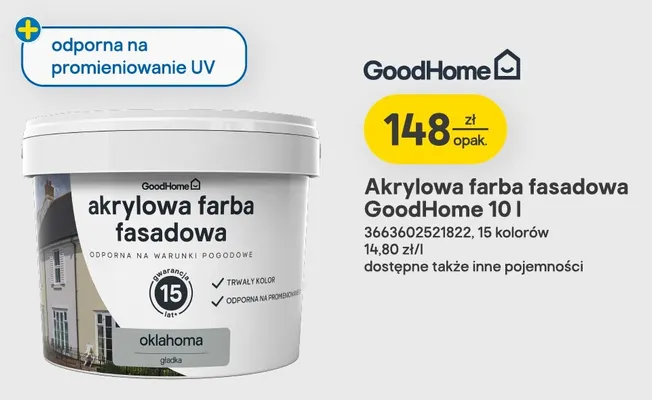 Akrylowa farba fasadowa GoodHome promocja w Castorama