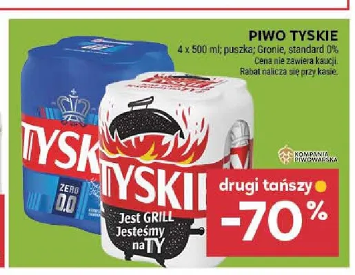 Piwo bezalkoholowe Tyskie standard 4-pak 500 ml promocja w Stokrotka