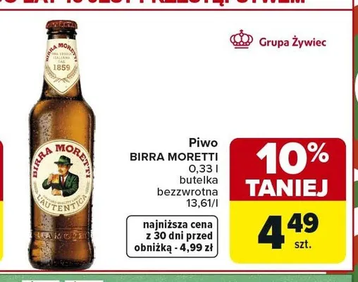 Piwo BIRRA MORETTI promocja w Carrefour Market