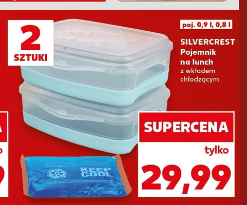 Pojemnik na lunch z wkładem chłodzącym Silvercrest 2-pak promocja w Kaufland