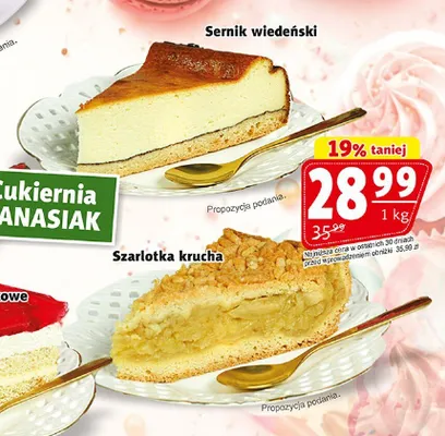 Sernik wiedeński Cukiernia Banasiak promocja w Prim Market