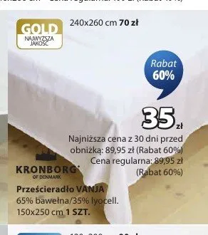 Prześcieradło Kronborg Vanja 150x250 cm promocja w Jysk
