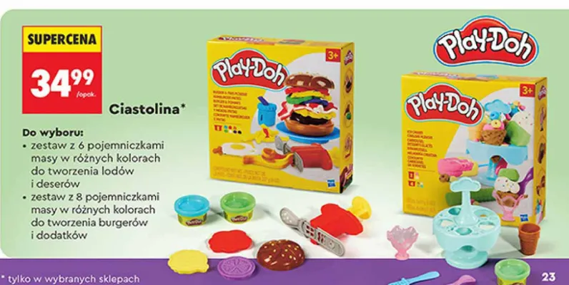 Ciastolina zestaw z 6 pojemniczkami masy do tworzenia lodów i deserów promocja w Biedronka